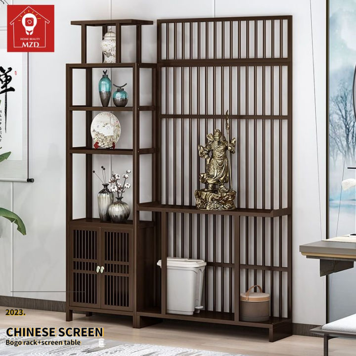 MZD Modern Chinese Style Room Divider and Screen, Solid Wood Entrance