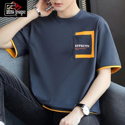 [Men's Short Sleeve Men's round Neck Short Sleeve Loose False Two Pieces T-shirt,LIVE GREAT |Men's Short Sleeve Men's round Neck Short Sleeve Loose False Two Pieces T-shirt,]