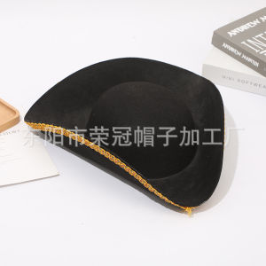 Caribbean Pirate Faux Leather Tricorn Hat for Halloween Stage Performance - Brown Size and Colour as Shown Accessories for Costume Play