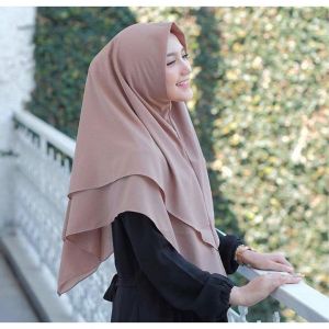 Jilbab khimar 2 layer matt doublehycon/jilbab instan segitiga pollycotton tanpa pet termurah