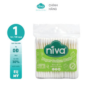 Tăm Bông Niva Túi 100 Que Thân Giấy AZP2 Đa Năng Chuyên Dùng Ngoáy Tai Vệ Sinh Trang Điểm Thân Thiện Môi Trường