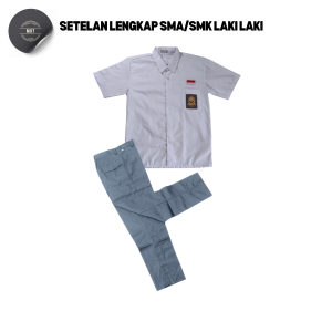 Setelan Super Lengkap Seragam Sekolah SMA SMK LAKI BAJU PENDEK CELANA PANJANG Cowok Set Sekolah SMA
