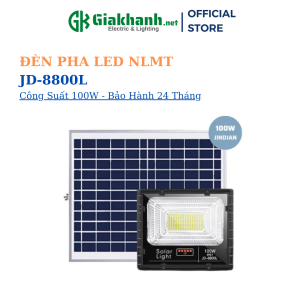 Đèn Pha Năng Lượng Mặt Trời Jindian JD-8800L Công Suất 100W - Khung Nhôm Mặt Kính Cường Lực - Chip LED SMD 5730 - Bảo Hành 24 Tháng
