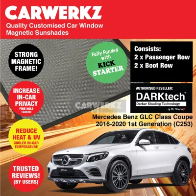 CERTIFIED ORIGINAL Dr Shadez DARKtech Mercedes Benz GLC Class Coupe 2016-2020 1st Generation (C253) Germany SUV Coupe Customised Window Magnetic Sunshades