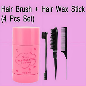 4 Pcs Hair Brush Hair Wax Stick Set Hair Styling Comb Styling Solid Hair Wax Stick with 40g for Broken Hair Finishing
