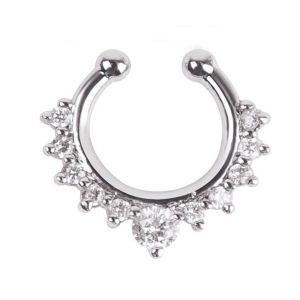 GENENIC Retro Trendy Rhinestone Geometric Simple Punk Bear Nose Cuff Nose Stud Fake Nose Ring Body Jewelry