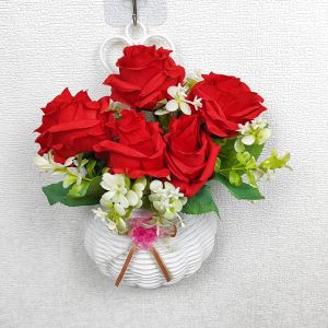 Azgalery PBP35 / Tanaman Hias Plastik Pot Bunga Mawar Rose Palsu Artificial Dekorasi Hiasan Pajangan Rumah Ornamen Gantung Mini Cantik Murah / COD
