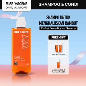 mise en scene Perfect Serum Original Shampoo 530ml - Shampoo Rambut Rusak Melembutkan Tanpa Kusut Anti Lepek dengan Golden Argan Coconut Camelia Oil - Shampo Korea