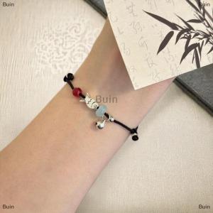 [COD] Buin 2pcs Matching Fish Braided Friendship Bracelets Black Red Rope Jewelry Braided Cord Bracelet For Best Friend Couples