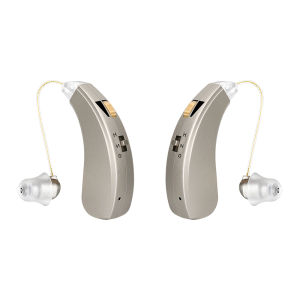Hearing aid elderlyHanging ear type rechargeable long range amplifier portable hearing aid mini hearing aid silver blue hearing aid communication elders life indoor and outdoor commonly used