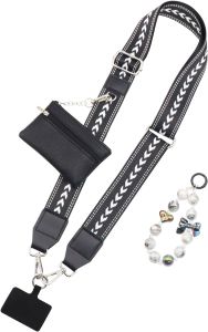 Phone Strap with Zippered Pouch Clip and Go Strap for Phone with Wallet Crossbody Adjustable Crossbody Phone Strap-1