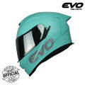 EVO GT-PRO Plain Turquoise Blue Dual Visor Full Face Helmet with Free Clear Lens. 