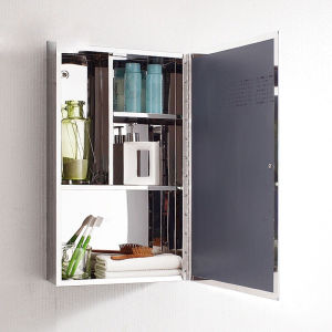 Top Picks Stainless Steel Bathroom Mirror Cabinet Small Single with Fixing Frame (50x35x12)CM