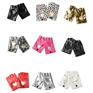 Stylish Fingerless Motorcycle Gloves Reinforced PU Leather Punk Fashion Design Stage Performances