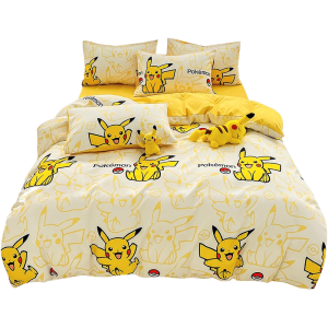 Pokemon Series Bedding Set 4-piece set Pikachu 100% Cotton Cartoon Sheet Pillowcase Quilt Cover Bedspread Set Children Bedding