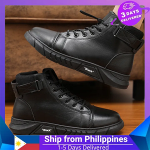 【KLEE】Versatile Soft-Soled Martin Boots Mens Trendy Shoes for All Seasons Stylish and comfortable Martin boots black rubber shoes for men