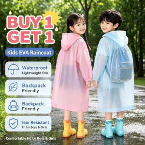 【Buy 1 get 1】Raincoat For Kids EVA Thickened Waterproof Rain Coat Girl Boy Outdoor Raincoat