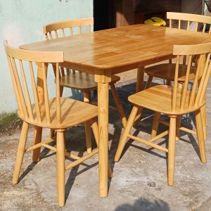 BÀN ĂN 4 GHẾ GỔ BỘC NÊM SIMILI CAO CẤP.