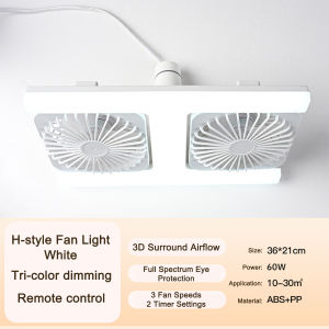 Ceiling Fan with Led Light Ceiling Lights with Fan and Remote Modern Led Light with Ceiling Fan 2 in 1 Ceiling Fan Light for Living Room Kitchen Bedroom 3 Speeds Winds