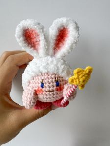 Crochet Rabbit Kirby Plush Keychian Kirby Inspired Cartoon Birthday Gifts Bag Pendant Kirby Key Ring Animal Plush Toy Pink Girl Plush Keychain Stuffed Toys Star Kirby Plush Dolls卡比