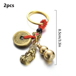 2pcs Gantungan Pixiu Kuningan Liontin Labu Gantungan Kunci Kuningan Berongga Calabash