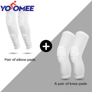 Yoomee 1 Cặp Miếng đệm đầu gối sử dụng khi chơi bóng chuyền bóng rổ tổ ong bọt Hỗ trợ nén đầu gối và khuỷu tay padsbrace hỗ trợ thể thao kneepad tập thể dục equipmet