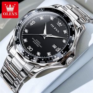 OLEVS watch for men waterproof 2025 official  original Calendar luminous green water ghost multi-function dial design stainless steel gold strap watch for men