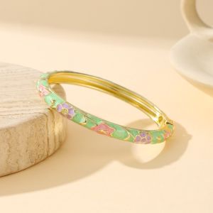 PYA94 Exquisite Enamel Bracelet Retro Zinc Alloy Enamel Dropped Glaze Bangle Fashion National Style Chinese Style Bracelet Women