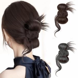 BEAUTYLADIES Claw Clip Flower Bud Synthetic Wig Elegant Low Bun Messy Curly Scrunchie Fashion Fluffy Ponytail Extensions Women