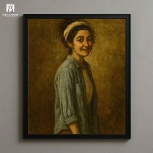 Tranh Nghệ thuật "Người Phụ Nữ Đeo Băng Đô" VIETSMART ART - Acrylic 60 x 70cm