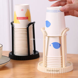 ABLE Countertop Cup Dispenser Disposable Cups and Lids Holder Multifunction Detachable Desktop Coffee Paper Cup Storage Rack