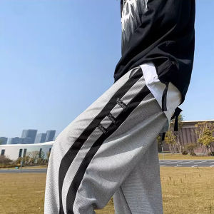 celana olahraga pria panjang Kain wafel celana panjang hitam pria celana jogger pria celana pinggang karet loose pants celana kulot pria celana korean style pria celana panjang longgar pria