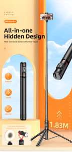 ZACH All in One Aluminum Bluetooth Remote Control 1.83m Hidden Design Rotate Tripod C10 Selfie Stick (Singapore Seller)
