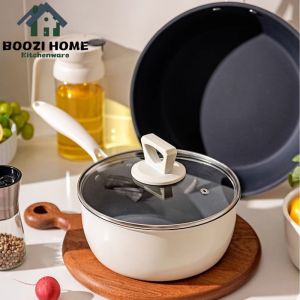 Titanium Non Stick pan with lid NO Coating Ultra Wear Resistant 20CM Induction & Gas Compatible