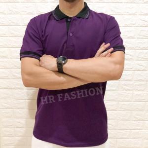 HRFASHION PoloShirt UNGU / Polo Shirts Wangki / Kaos Kerah Polos Kombinasi Pria Wanita
