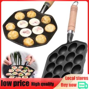 【New Arrival】 Non Stick Takoyaki Plate with 14 Holes Cast Iron Durable Coating Easy to Use for Japanese Snack Preparation Kitchen Tool