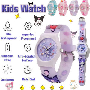 Sanrio Watch Cute 3D Waterproof Quartz Silicone Strap Cartoon Childrens Kuromi Melody Cinnamoroll Watches Student Gift