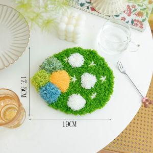 Handmade DIY MOSS Coaster วัสดุชุดปรับแต่ง MOSS พรม DIY เป็นมิตรกับสิ่งแวดล้อม Coaste LATCH Hooking CRAFT 3D Coaster ชุด MOSS ออกแบบโครเชต์ชุดสำหรับผู้ใหญ่