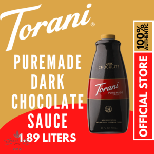 Torani Puremade Dark Chocolate Sauce (1.89L) - Premium Topping for Coffee Milk Tea Desserts & More