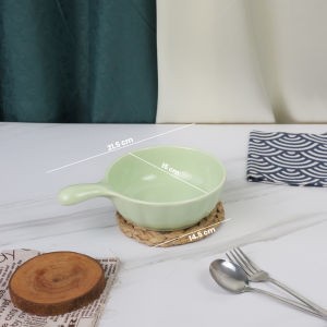 AVELINE Ceramic Food Bowl Handle Gold / Mangkok Putih White Gold / Ceramic Salad Bowl / Piring Saji Porselen Cantik dengan Gagang Bahan Keramik Matte Nordic
