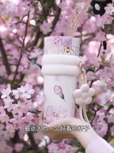 WildPioneer Floral Tumbler Vacuum Insulated Water Bottle 710Ml Stainless Steel Straw Cup Termos Air Panas