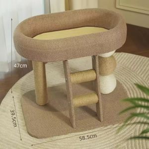 Space-Saving Vertical Cat Tree with Cat Bed Scratching Post Hemp release energy and prevent destructive behavior Wear-Resistant Cat Climbing  long-lasting Toy bed for cozy napping compact stable durable colourful natural sisal