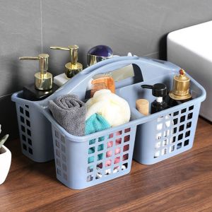 GEMMA Plastic Shower Basket Hollow Out 3 Compartments Storage Basket Portable with Handle Toiletries Organizer Box for College Dorm