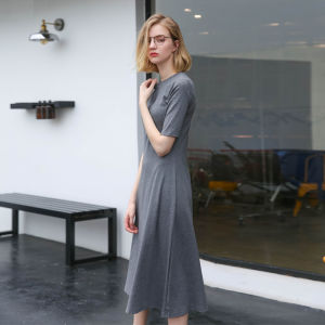 Honey Fashion Korean Short Sleeve Loose Casual Maxi Long Dress Skirt(Free S-4XL)