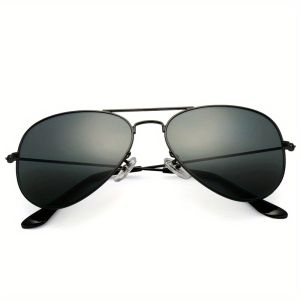 ELF TRIBE Real Glass Lens Aviator Sunglasses For Men Metal Frame Retro Classic Military Pilot Sunglasses