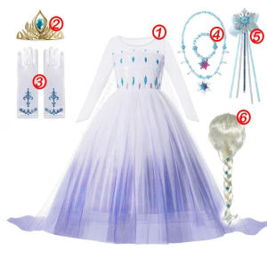 la Princess Dress for Girls White Sequined Mesh Ball Gown Carnival Clothing Kids Cosplay Snow Queen Costume