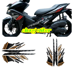 STIKER STRIPING LIS LES BODY MOTOR YAMAHA AEROX VVA 155 TAHUN 2017 WARNA FULL HITAM-GOLD