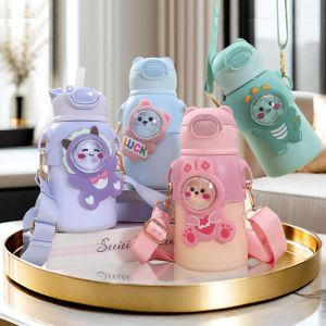 ZYJC SHOP 500ML Bình giữ nhiệt cho trẻ em Giữ lạnh và nóng Thép không gỉ Cốc nước cách nhiệt cho sinh viên Cốc cà phê giữ nhiệt Chống rò rỉ Cốc giữ nhiệt du lịch Thể thao ngoài trời