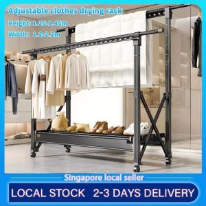 Telescopic Carbon Steel Floor-standing Cloth Drying Rack Foldable Balcony Home Accessories Drying Hangers for Clothes