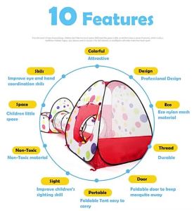 hot sale-instockRealeos 3 in 1 Foldable Pop Up Kids Tent Baby Ocean Ball Pit Pool Play House Children Camping Tunnel Indoor R447